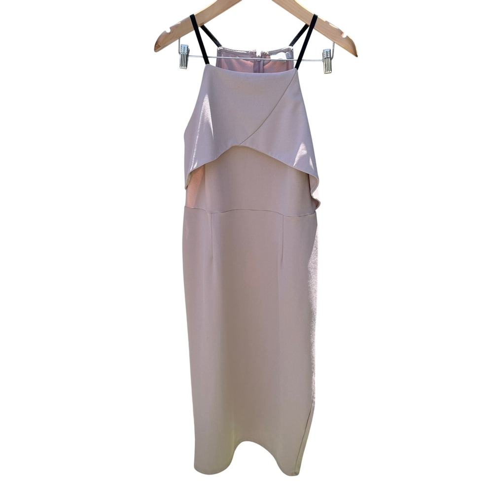 ASOS Halter Neck Midi Dress Womens 12 Mauve Layered Off Shoulder Cocktail Weding